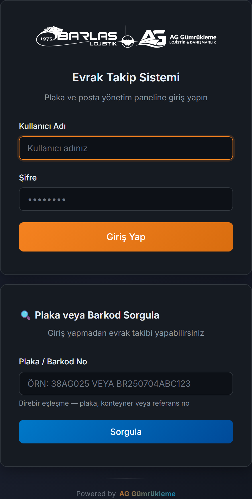 Giriş ekranı
